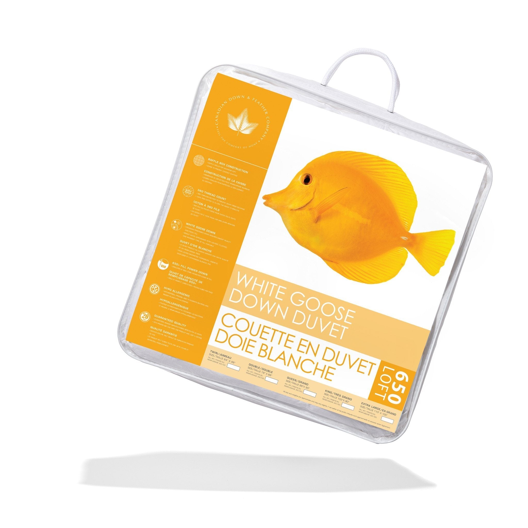 650 Loft White Goose Down Duvet Duvet Canadian Down & Feather Company