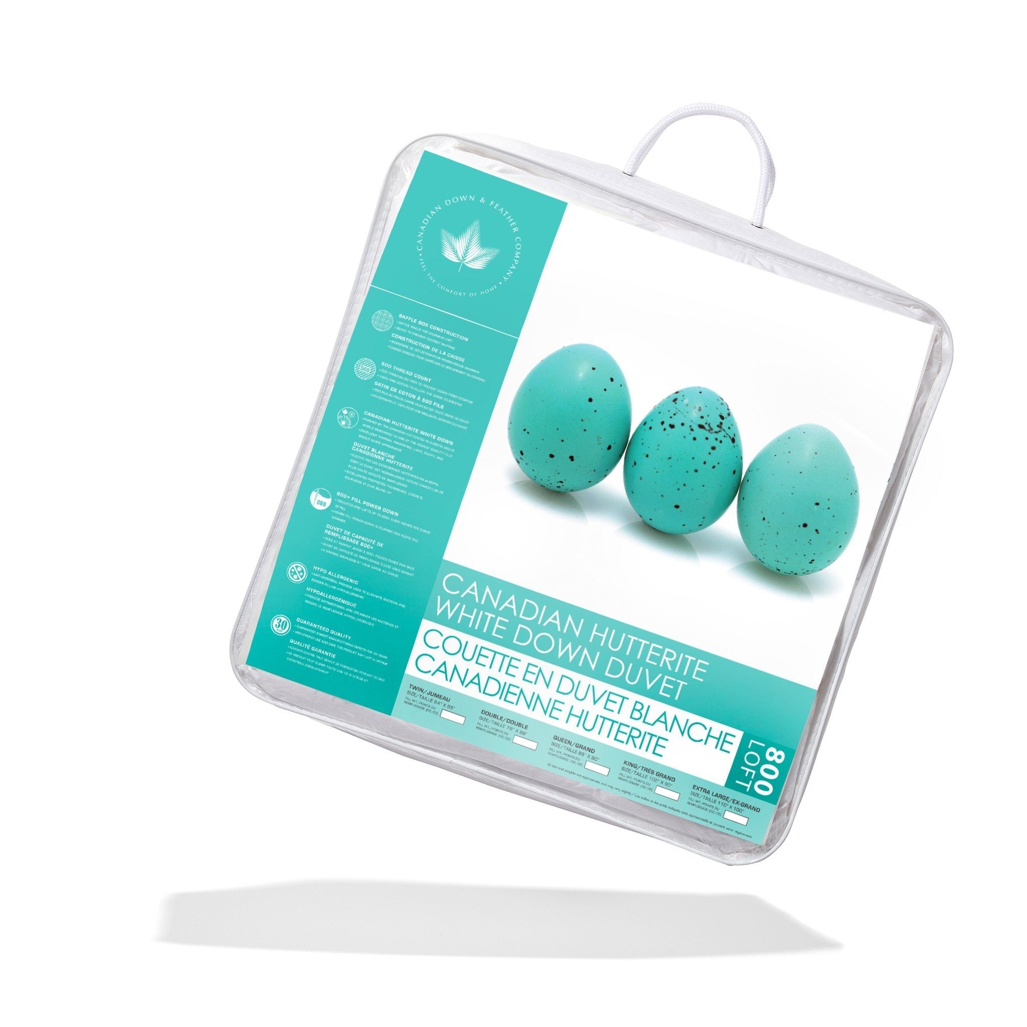 800 Loft Hutterite White Down Duvet Duvet Canadian Down & Feather Company